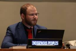 David Nathaniel Berger, delivering an intervention at the United Nations on behalf of the Indigenous Peoples' Major Group